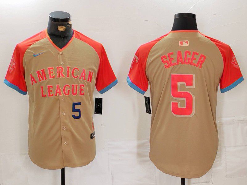 Men Texas Rangers #5 Seager Orange All star 2024 Nike MLB Jersey style 2